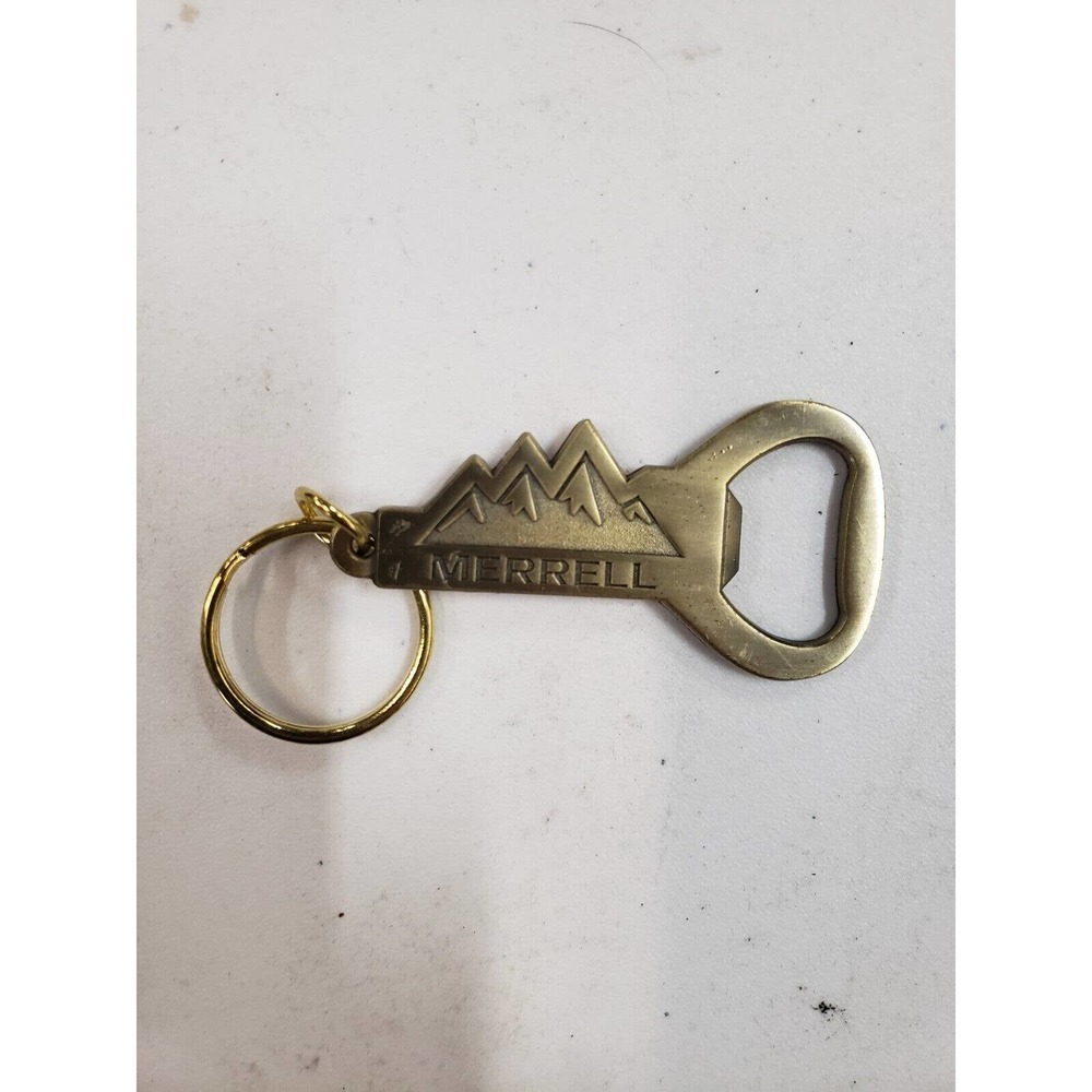 Merrel Key Chain Mens One Size Gold Stainless Steel Logo Daily Handheld Keyring
